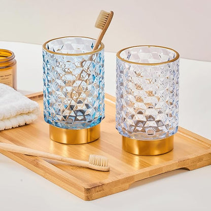 Makeup Brush Holder Organizer,Toothbrush Holders,Desk Pen Pencil Holder,Multifunctional Vintage Glass Brush Cup（A46-3-US）