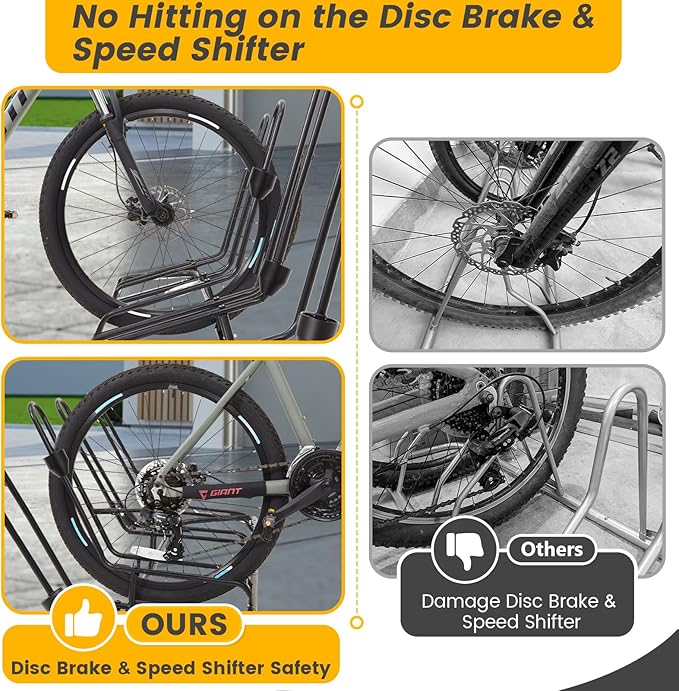 Kingarage 4 Floor Bike Rack, Safeguard Disc Brakes & Derailleurs Design, Waterproof Bicycle Stand Indoor/Outdoor/Garage Use, Fits 12"-29" Tires, Upgraded 0.63" Steel Tubes for Stability
