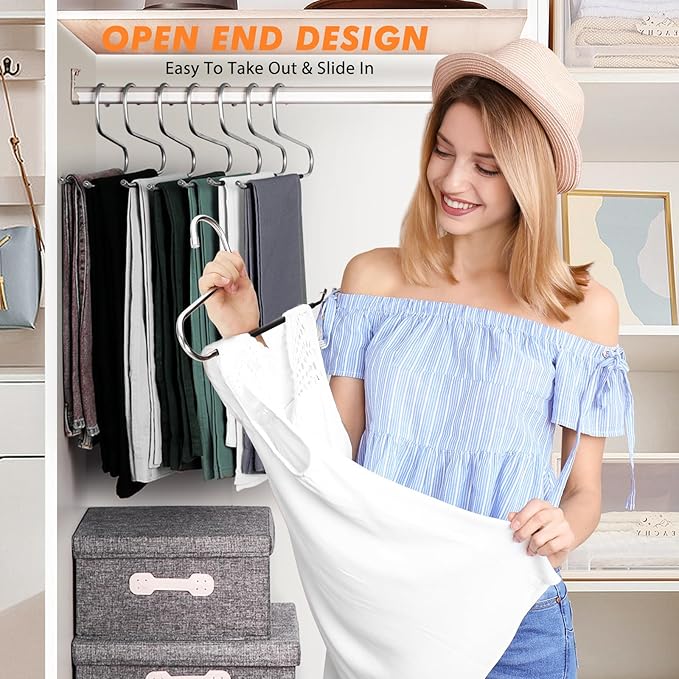Pants Hangers Non Slip - 30 Pack Open Ended Hangers for Pants, Metal Jean Rack for Closet Women and Men, Space Saving Design for Slacks Trouser Blanket, Organization and Storage