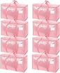 TICONN 8 Pack Extra Large Moving Bags Heavy Duty with Zippers & Carrying Handles, Durable Storage Bags Moving Boxes for Closet Organizers and Storage (8 Pack, Coral)