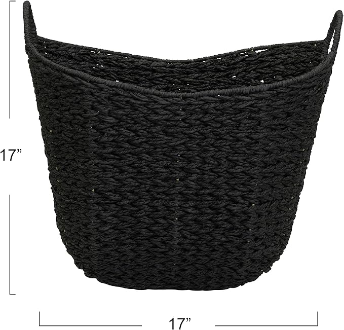 Household Essentials Paper Rope Basket with Handles, Natural Woven Woven Storage Basket, Great for Decoration or Organization