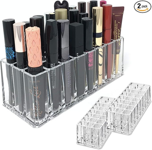 Acrylic Eye Mascara Organizer Makeup Storage Organization Refillablle Container Beauty Display Case 24 Space to Organize Tall Eye Lash Mascara (2)
