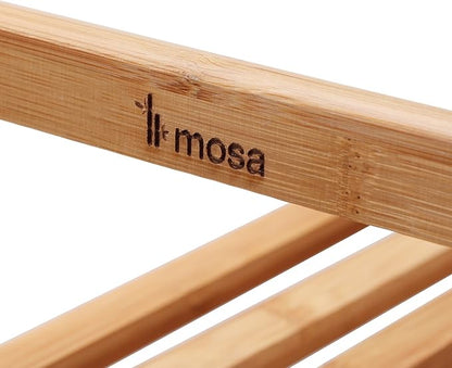 Mosa Natural Bamboo 2-Tier Shoe Rack (27.6" X 10.2" X 15.7"), Wood Shoe Shelf Wooden Shoe Storage Organizer