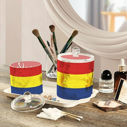 DOMIKING Austronesian Flag 2 Pack Bathroom Canisters Cotton Swab Holder Dispenser Plastic Cotton Ball Jar Acrylic Storage Containers for Cotton Ball Cotton Swab Cotton Round Pads