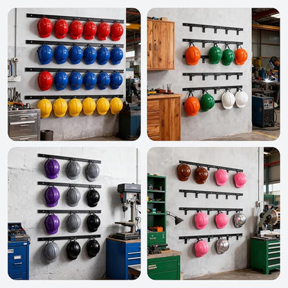 Helmet Holder Wall Mount, Wall Mounted Hard Hat Rack, Constructed Strong Steel, Workshop Construction site Wall Hanging Safety Helmet Storage Hanger Combination Shelf(Silver,100cm/39.4in)
