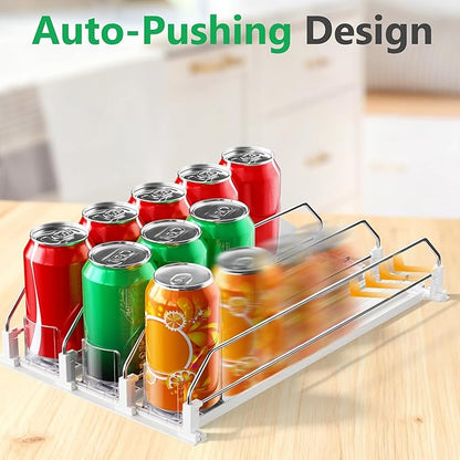 Drink Organizer for Fridge，Automatic Drink Dispenser for Fridge, 12-20oz Soda Can Dispenser for Refrigerator, Soda Can Organizer for Pantry Holds up to 30 Cans, 6 Row