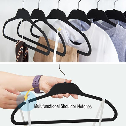 Rubber Coated Hangers 20 Pack, Non-Slip Clothes Hangers with Rustproof Hooks, Space Saving Thin Design for Closet/Retail/Home