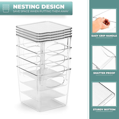 Sorbus Small Clear Plastic Storage Bins with Lids, Clear Stackable Storage Bins, Laundry Room Organizer Bins, Office, Classroom, Playroom, Bathroom, Laundry Room Organization and Storage (8 Pack)