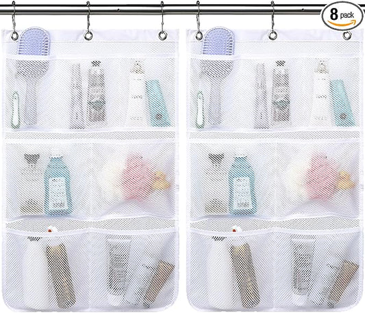 Fammart Mesh Shower Caddy Hanging, Quick-Drying Shower Organizer with 7 Pockets, Portable Bathroom Organizers and Storage for Shampoo, Soap, Loofah, Travel, and Cruise Essentials