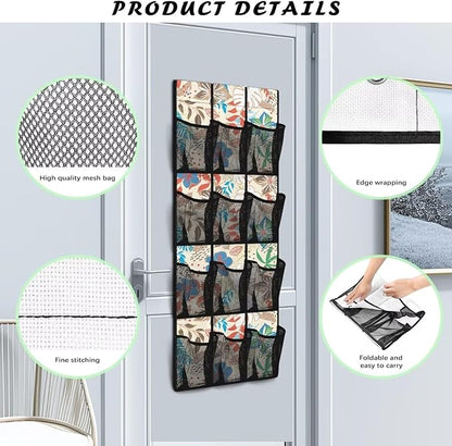 Tropical Flower Over the Door Shoe Organizer 12 Large Mesh Pockets Hanging Shoe Rack for Door Shoe Storage Organizer Shoe Holder Hanger