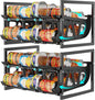 iSPECLE Expandable Can Storage Organizer Pantry, 2 Pack Large Capacity 80 Cans Pantry Organizers and Storage, Auto Rolling Dispenser & Stackable Holder for Deep Pantry Shelves, Black