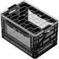 SIDIO Full-Size Collapsible Crate - Heavy Duty Stackable Storage Bin with Lid & 2 Short-Ways Dividers, Durable Plastic Organizer for Home, Office, Garage & Outdoor Use (Black)