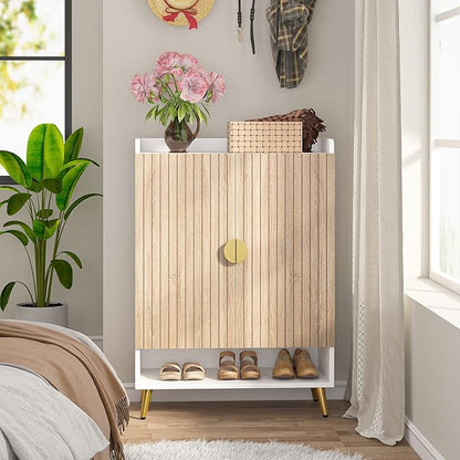 LITTLE TREE Shoe Cabinet with Doors & Adjustable Shelves, 7-Tier Modern Free Standing Shoe Racks Storage Organizer for Entryway, Living Room, Bedroom, Apartments