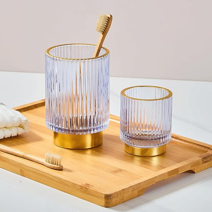 Makeup Brush Holder Organizer,Toothbrush Holders,Desk Pen Pencil Holder,Multifunctional Vintage Glass Brush Cup(A3-32-US)