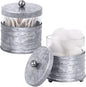 Autumn Alley Galvanized Bathroom Apothecary Jars Set, Farmhouse Bathroom Jars Qtip Holder Glass Dispenser- Rustic Vanity Organizer with Lids for Cotton Balls, Swabs, Rounds, Bath Salts 2-Glass Jars