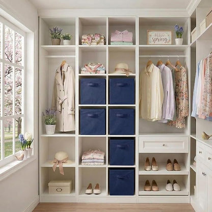 ShellKingdom Storage Bins, Foldable Fabric Storage Cubes And Cloth Organizer Drawer For Closet And Toys, 13 X 13 X 13 INCH, 2 Pack (Dark Blue)