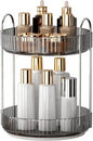 YCIA&DONE 360 Rotating Makeup Organizer and Storage for Vanity Countertop 2 Tiers, High Capacity Cosmetic Skincare Perfume Organizers for Dresser Bathroom Lazy Susan (Smoky Gray)