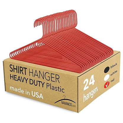 NAHANCO Plastic Tubular Hangers - 16 1/4" Red (Pack of 24)
