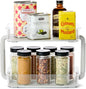 madesmart Tiered Spice Organizer, 8 Jars for Kitchen Essentials, Vertical Storage for Salt, Pepper, Cayenne, Soft-Grip Lining, Dual Handles, Grey