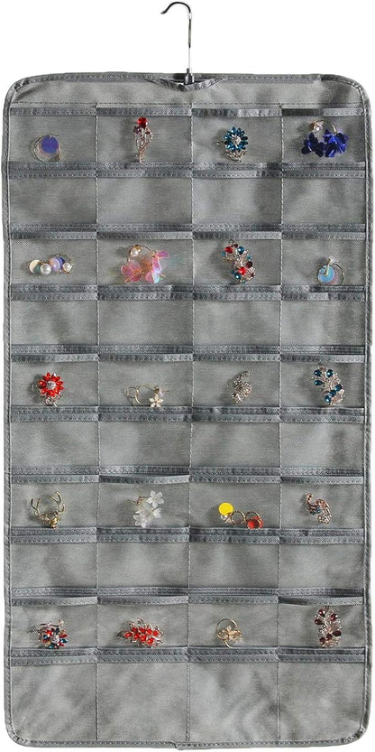 seven wolves Hanging Jewelry Organizer Holder, Storage Bag for Earrings Necklace Bracelet Ring Accessory Display Holder Bag, Grey