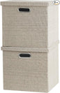 Storage Bins with Lids,13 x 13 Inch Foldable Fabric Cube Baskets Boxes Organizer for Closet, Shelves, and Home. (Khaki, (13x13) 2 pack)