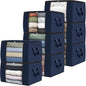 Fab totes Storage Bags,Clothes Blanket Storage Bins Foldable Closet Organizers with Reinforced Handle for Home Dorm Storage and Organization,Fabric Bags for Organizing Sheets,Clothing (Blue,8 Pack)
