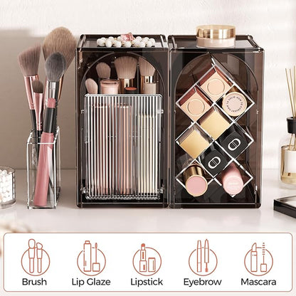 Modular Makeup Organizer, Clear Acrylic Cosmetic Storage Box with Drawer, Vanity Countertop Organizer for Makeup, Skincare and Beauty Accessories – Multiple Styles