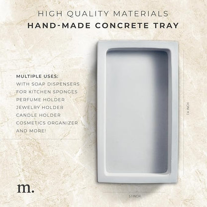 MaisoNovo Concrete Tray | Gray Tray for Bathroom Countertop | Bathroom Counter Trays | Dish Soap Trays for Kitchen