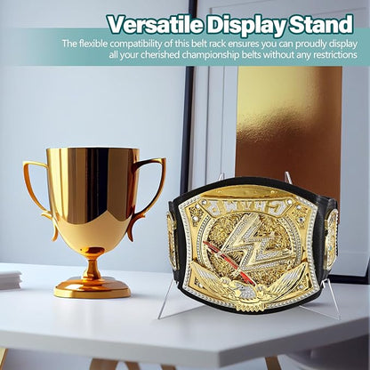 RattanView Acrylic Championship Belt Display Stand, High Flexibility Wrestling Champion Belt Rack for Heavy Duty Wrestling and Football Trophies for Sport Football Boxing and So on