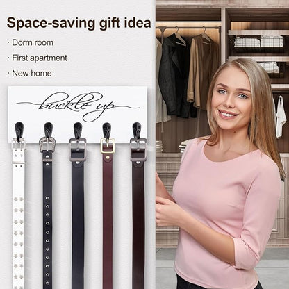 Tie Rack and Belt Organizer for Closet, Wall Mount Belt Hanger and Tie Organizer for Stores and Displays Mens Accessories for Easy Selection and Space Saving Efficiency(11.4" x 4.7") (White)