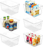 Vtopmart Clear Plastic Storage Bins, 6 PCS Pantry Organizer Bins with Handle for Refrigerator, Fridge, Cabinet, Kitchen, Countertops, Cupboard, Freezer Organization and Storage, Large