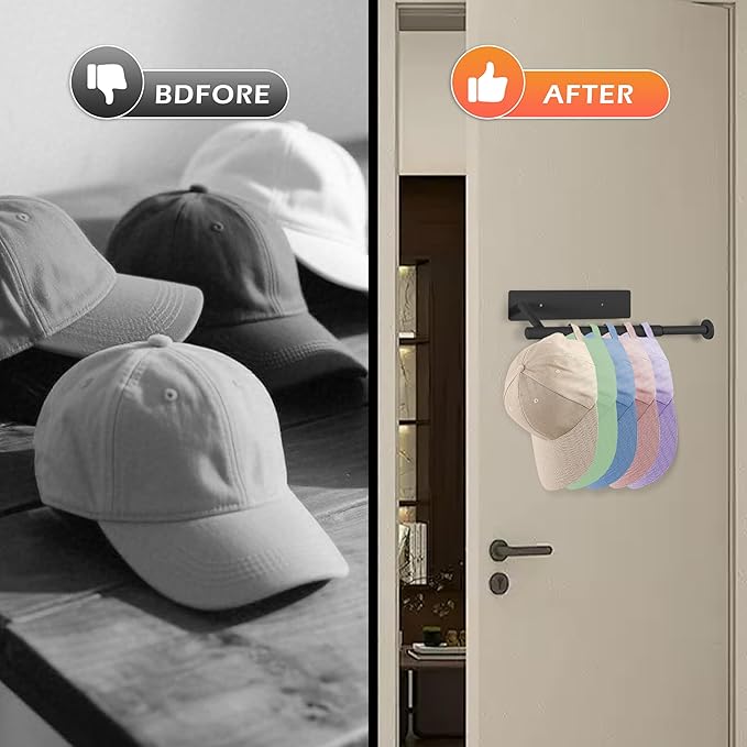Hat Rack,for Doors, Closet ，Hat Organizer for Wall，Cap Hanger for Baseball Caps ，Closet Organization ，Hat Organizer