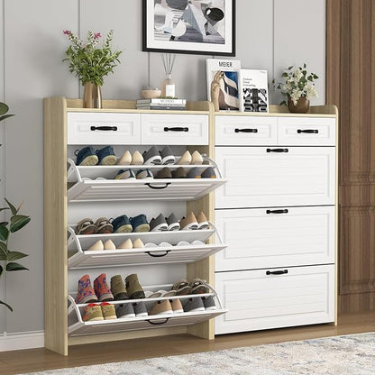 VERYKE Shoe Storage Cabinet for Entryway with 3 Flip Drawers and 2 Top Drawers,Large Shoe Rack Organizer Cabinet for Closet,Hallway