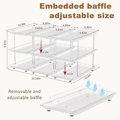 Jsyrjing Cat Food Can Organizer, Can Organizer for Pantry, Modular 3 Tier Adjustable Pet Can Organizer Rack for Large Soup and Beverage Cans, Clear Canned Goods Holder for Pantry and Fridge