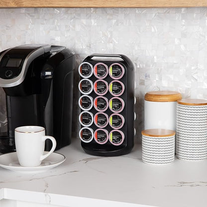 Mind Reader Single Serve Coffee Pod Storage, 30 Pod Capacity, Countertop Organizer, 6.75"L x 6.25"W x 12.5"H, Black