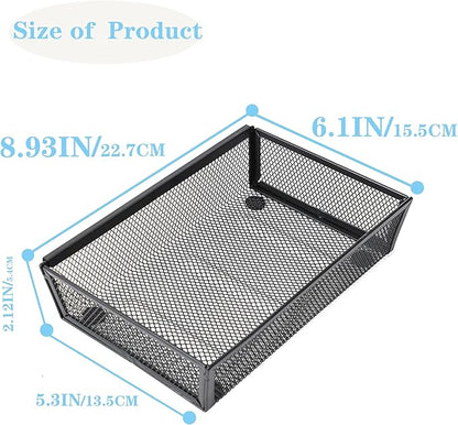 Mesh Tray Kitchen Drawer Utensil Cutlery Tray Office Supplies with Inter-locking Arm Drawer Dividers Organizer for Silverware, Flatware, Home,Office, School,Bedroom(9＂X6＂4pack) Black