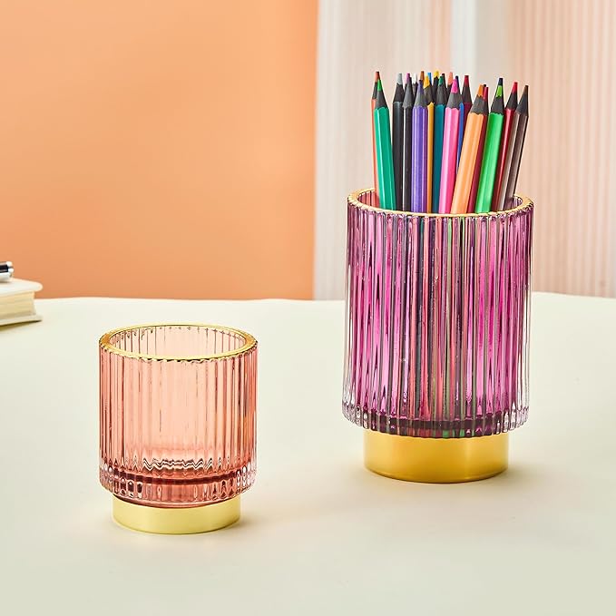 Makeup Brush Holder Organizer,Toothbrush Holders,Desk Pen Pencil Holder,Multifunctional Vintage Glass Brush Cup(A3-28-US)