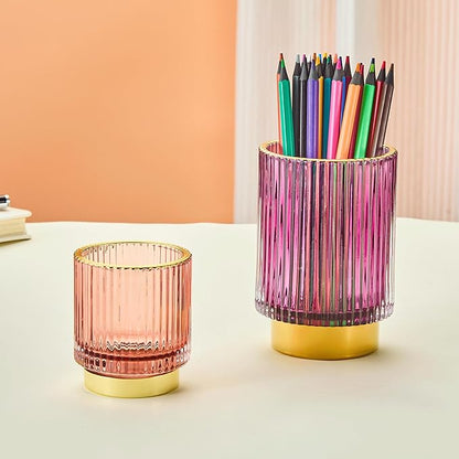 Makeup Brush Holder Organizer,Toothbrush Holders,Desk Pen Pencil Holder,Multifunctional Vintage Glass Brush Cup(A3-28-US)