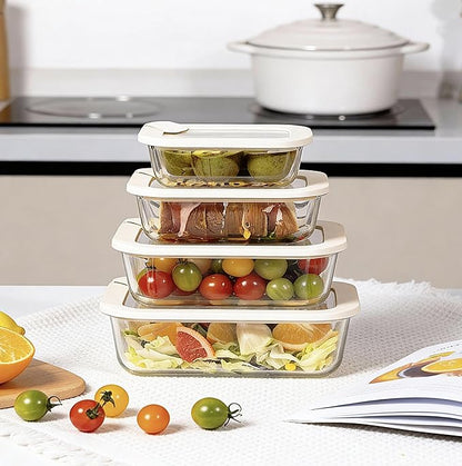 Urban Green Glass Food Storage Containers with Glass Lids, Microwave Safe Food Container Set, Aitight Meal Prep Container Set, LeakProof, 100% Plastic Free, 4 Pack