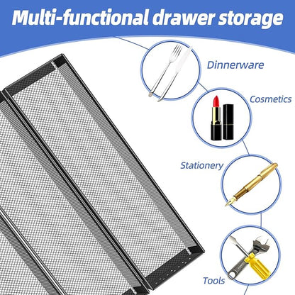Simple Trending Silverware Drawer Organizer, 8 Pack Utensil Organizer for Kitchen Drawers, Metal Storage for Spoons Forks Knives (12.2 * 3.2 * 2.1 Inches, Black)