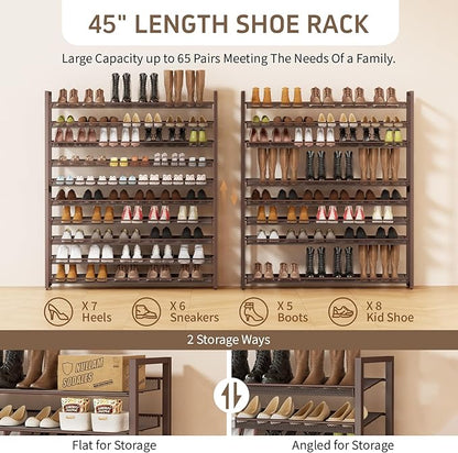 Metal Shoe Rack,Large 10 Tier Shoe Organizer, Heavy Duty Metal 5-Tier Stackable Shoe Storage Vertical Shoe Rack for Closet Front Door Entrance,Entryway,GarageUp to 62 Pairs,Bronze