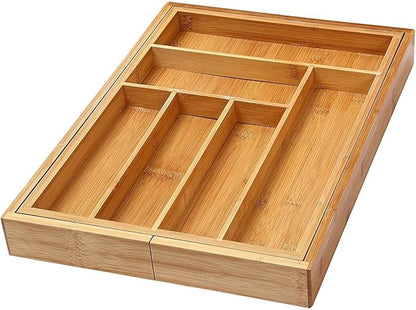 YBM HOME Pack of 6 & Kitchen Expandable 6-compartment Kitchen Utensil, Flatware, Cutlery Drawer Organizer Tray Size 18" width (12.5" wide closed), 17." Length, 2" Height. Item No.339