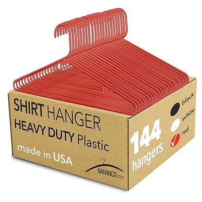 NAHANCO Plastic Tubular Hangers - 16 1/4" Red (Pack of 144)