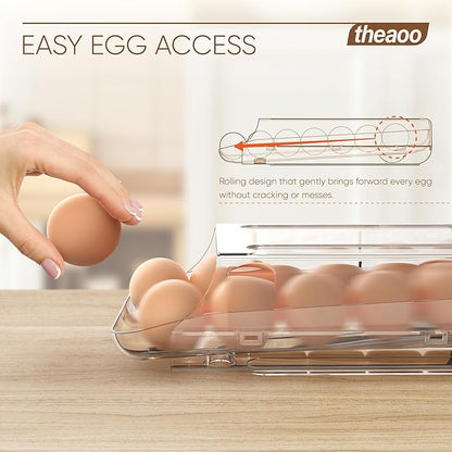 theaoo Soda Can Dispenser for Refrigerator with Lids AND Egg Holder for Fridge