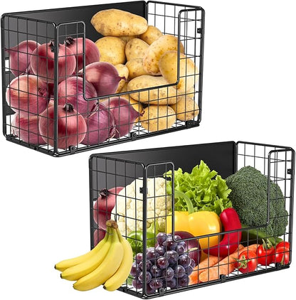 2 Set Magnetic Shelf for Fridge , Fruit Potato & Onion Storage Bins, Pantry Organizers & Storage, Large Container Magnetic Basket for Refrigerator, Kitchen Counter, Cabinet, Magnetic Fridge Organizer