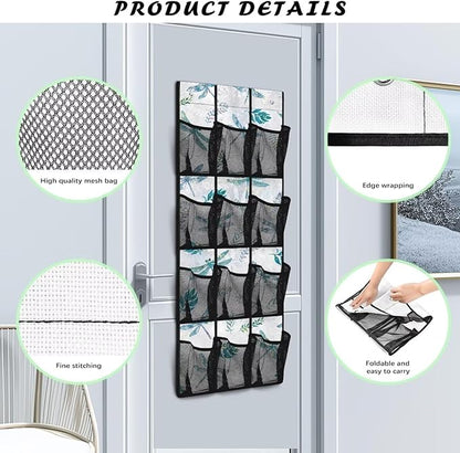 Extra Large Door Organizer with 12 Mesh Pockets, Storage Hanging Bag Behind the Door for Shoes Toys Cleaning Supplies, Dragonfly