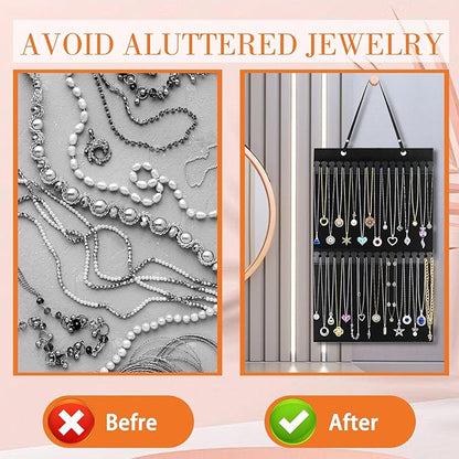 Wall Hanging Jewelry Organizers and Storage, Hanging Necklace Organizer, Necklace Holder Organizer for Closet Door Jewelry Holder for Necklace Bracelet Earring Wall Jewelry Necklace Display Hanger