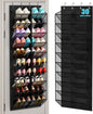 MISSLO 30 Pairs Over the Door Shoe Organizer Breathable Mesh Hanging Shoe Rack for Closet Storage with Wide Deep Pockets 10 Tier Shoes Holder Fit All the Family's Sneakers, Boots, Heels (Black, 71")