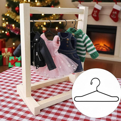 Jenaai 50 Pcs Doll Clothes Hanger 2.56 in Metal Black Doll Outfit Hanger Mini Clothes Hangers for Wardrobe, Dresses, Skirts, and Accessories