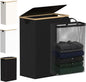 efluky Slim Laundry Basket with Lid, Narrow Laundry Hamper with Removable Bag, Skinny Dirty Clothes Basket with Bamboo Handles for Bathroom, Bedroom & Laundry Room, 65L Black